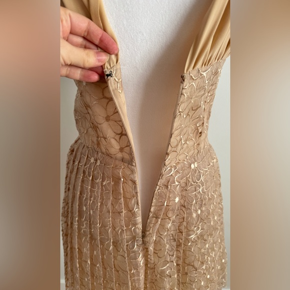 FROCK Anthropologie BEIGE SHEATH KNEE LENGTH SLEEVELESS DRESS - Picture 6 of 11